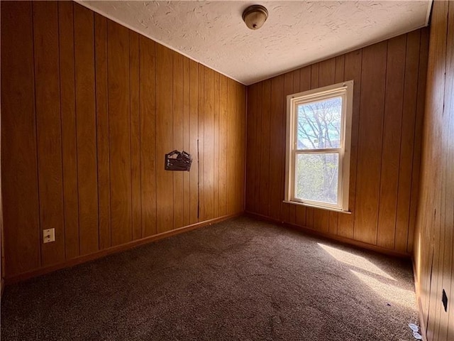 420 Reed St, Sharon, PA 16146 - carpeted empty room with a textured ceiling and wood walls