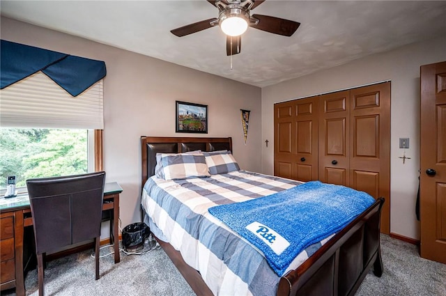 4025 Holiday Park Dr, Murrysville, PA 15668 - bedroom with carpet, a closet, ceiling fan, and a desk