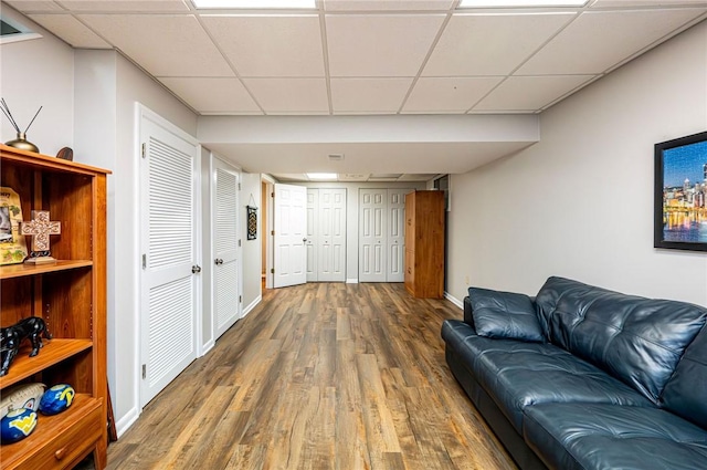 4025 Holiday Park Dr, Murrysville, PA 15668 - living room with wood finished floors and a paneled ceiling