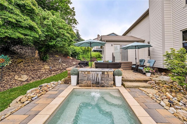 4025 Holiday Park Dr, Murrysville, PA 15668 - outdoor pool featuring a patio area and an outbuilding
