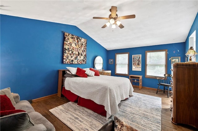 2507 Sarah Ct, Murrysville, PA 15668 - bedroom featuring vaulted ceiling, wood finished floors, and ceiling fan