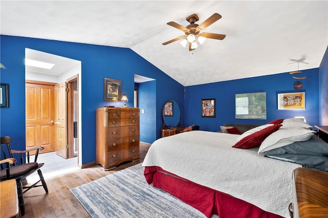 2507 Sarah Ct, Murrysville, PA 15668 - bedroom featuring wood finished floors, lofted ceiling, and a ceiling fan