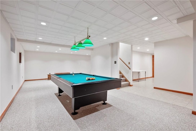 2507 Sarah Ct, Murrysville, PA 15668 - game room with recessed lighting, carpet flooring, and billiards