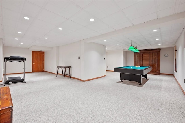 2507 Sarah Ct, Murrysville, PA 15668 - rec room featuring light colored carpet, billiards table, and recessed lighting