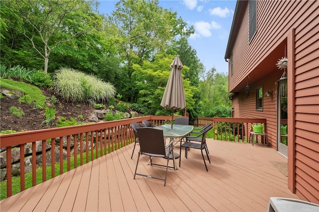 2507 Sarah Ct, Murrysville, PA 15668 - deck featuring outdoor dining area and view of wooded area