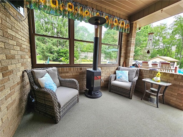 15 Pineview Ests, Sewickley Twp, PA 15089 - sunroom featuring a wood stove