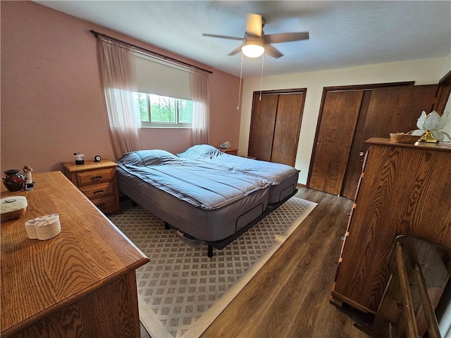 15 Pineview Ests, Sewickley Twp, PA 15089 - bedroom featuring wood finished floors, multiple closets, and ceiling fan