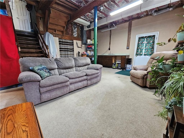 15 Pineview Ests, Sewickley Twp, PA 15089 - carpeted living area with stairway