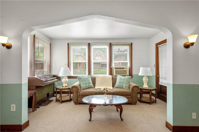 1223 Ingham St, Marshall Shadeland, PA 15212 - carpeted living area featuring cooling unit and arched walkways