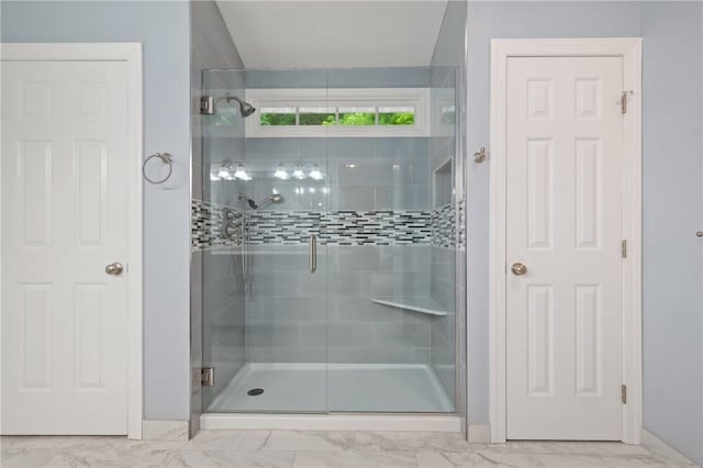 54 Colony Oaks Dr, Shaler, PA 15209 - bathroom with marble finish floors and a shower stall