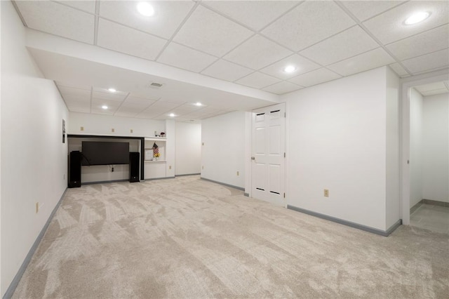 54 Colony Oaks Dr, Shaler, PA 15209 - unfurnished living room with light carpet, a drop ceiling, and recessed lighting