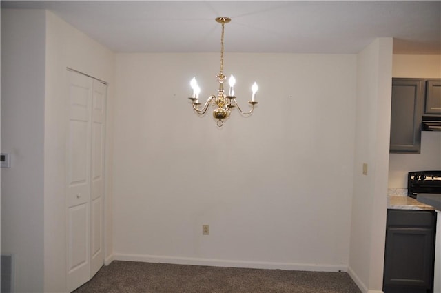 1101 Lenox Dr, Bethel Park, PA 15102 - unfurnished dining area featuring a chandelier and carpet