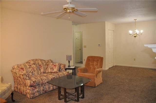 1101 Lenox Dr, Bethel Park, PA 15102 - carpeted living area with ceiling fan and a chandelier