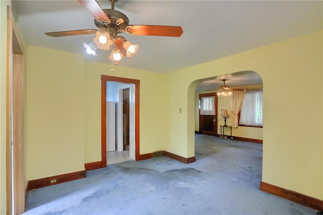 83 Evans Ave, Ingram, PA 15205 - unfurnished room featuring arched walkways, carpet, and ceiling fan