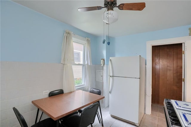 83 Evans Ave, Ingram, PA 15205 - dining area with light tile patterned floors, an office area, and a ceiling fan