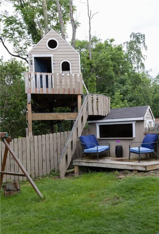 1632 Norwalk St, Crafton Heights, PA 15205 - view of jungle gym with a wooden deck and an outdoor structure