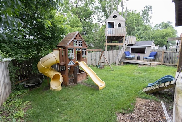 1632 Norwalk St, Crafton Heights, PA 15205 - view of play area featuring a fenced backyard and a wooden deck