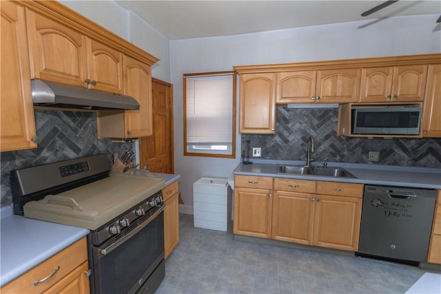1632 Norwalk St, Crafton Heights, PA 15205 - kitchen featuring stainless steel appliances, under cabinet range hood, decorative backsplash, and light countertops