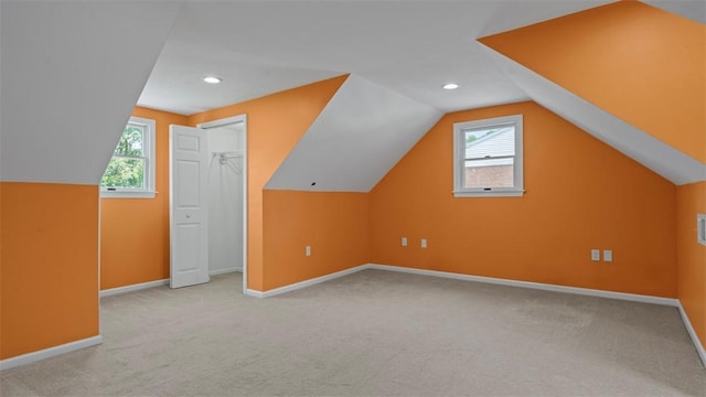 6623 Saltsburg Rd, Penn Hills, PA 15235 - additional living space with plenty of natural light, carpet floors, lofted ceiling, and recessed lighting