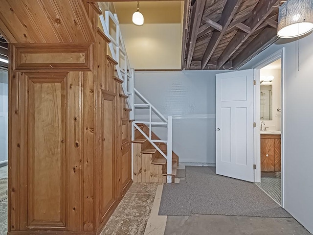 449 Woodland Rd, Canonsburg, PA 15317 - below grade area with stairway and a sink