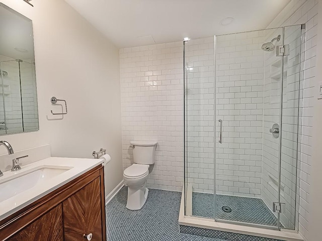 449 Woodland Rd, Canonsburg, PA 15317 - full bath featuring vanity, a shower stall, and tile patterned floors