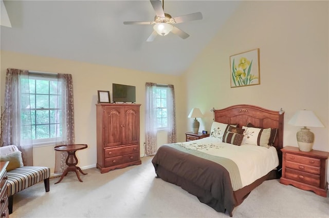 143 Hampshire Dr, Cranberry Twp, PA 16066 - carpeted bedroom with vaulted ceiling and ceiling fan