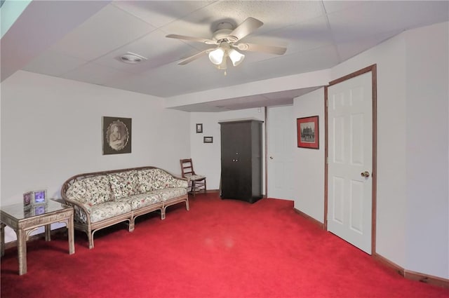 143 Hampshire Dr, Cranberry Twp, PA 16066 - living area with carpet floors and a ceiling fan