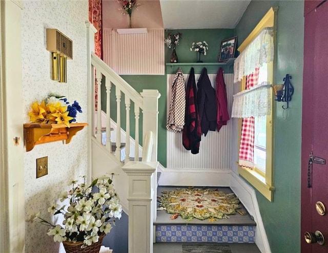 12311/2 Otter St, City Of Franklin, PA 16323 - stairs with wallpapered walls