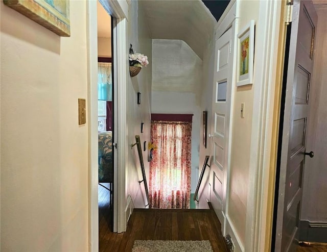 12311/2 Otter St, City Of Franklin, PA 16323 - corridor featuring dark wood-type flooring and an upstairs landing
