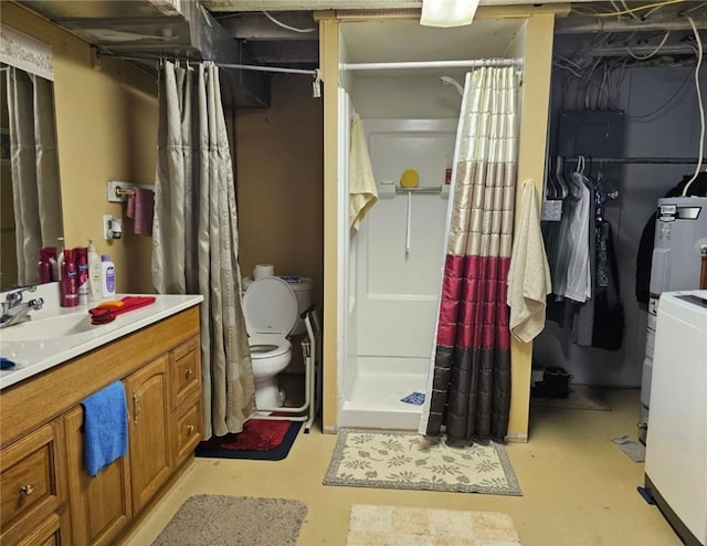 12311/2 Otter St, City Of Franklin, PA 16323 - bathroom featuring a stall shower, vanity, and washer / clothes dryer