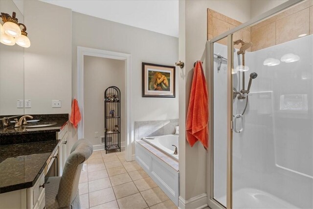 912 Field Club Rd, Ohara, PA 15238 - full bathroom featuring a shower stall, a bath, vanity, and tile patterned floors