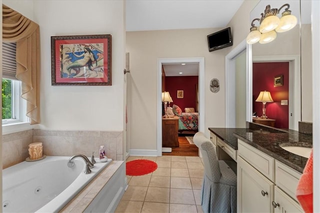 912 Field Club Rd, Ohara, PA 15238 - ensuite bathroom with a whirlpool tub, vanity, and tile patterned floors