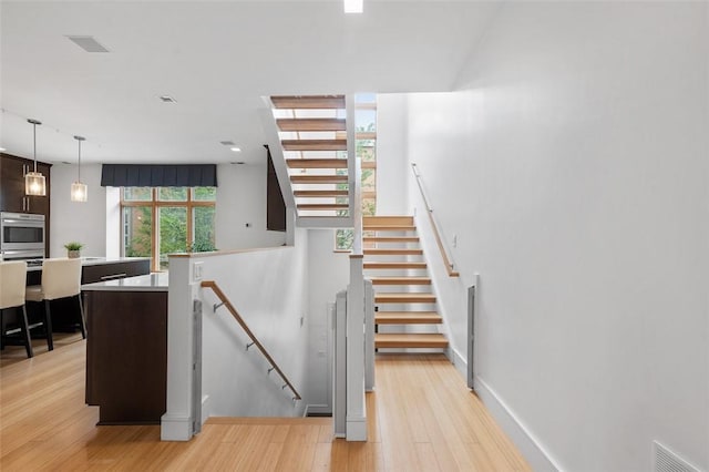 1821 Merriman, South Side, PA 15203 - stairs featuring wood finished floors and baseboards