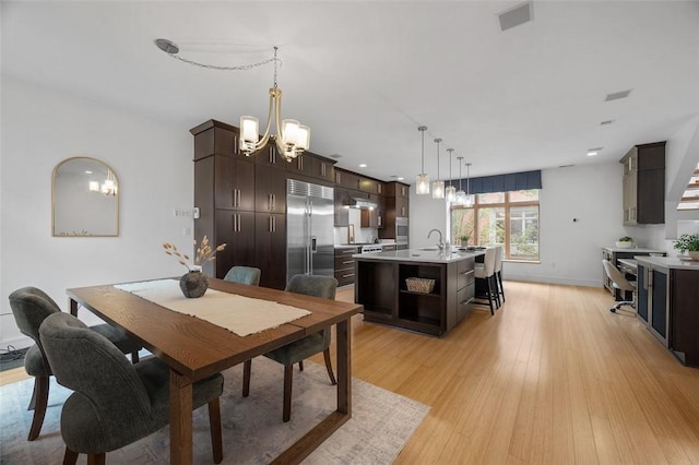 1821 Merriman, South Side, PA 15203 - dining area featuring a chandelier, light wood-type flooring, and recessed lighting
