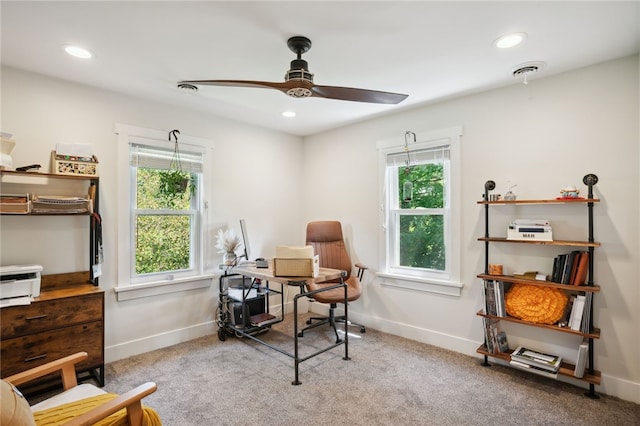 812 Franklin Rd, Pine Twp Nal, PA 16046 - carpeted office space featuring a ceiling fan, healthy amount of natural light, and recessed lighting