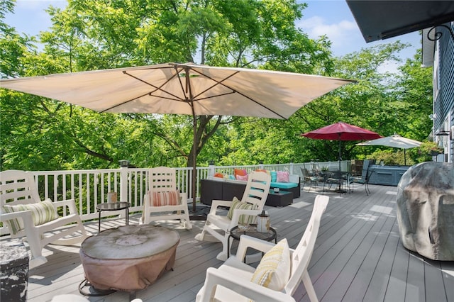 812 Franklin Rd, Pine Twp Nal, PA 16046 - wooden deck with an outdoor living space, area for grilling, and outdoor dining space