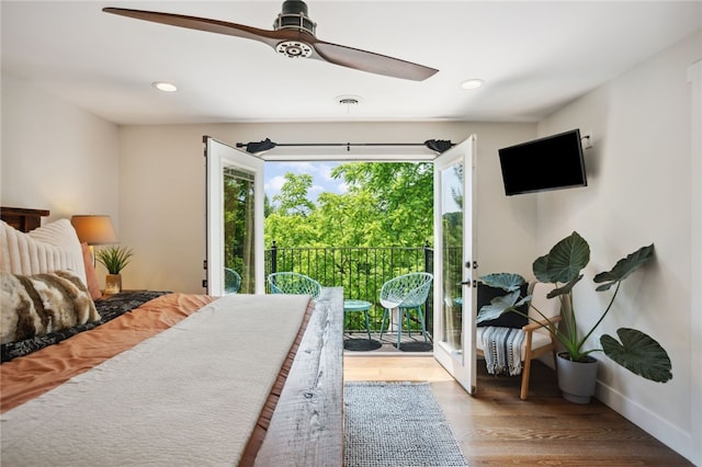 812 Franklin Rd, Pine Twp Nal, PA 16046 - bedroom featuring access to exterior, wood finished floors, recessed lighting, and ceiling fan