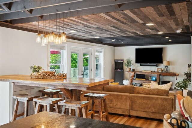 812 Franklin Rd, Pine Twp Nal, PA 16046 - living room with wood ceiling and wood finished floors