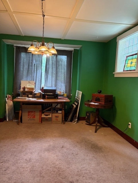 603 Whitney, Wilkinsburg, PA 15221 - carpeted office with a chandelier and baseboards