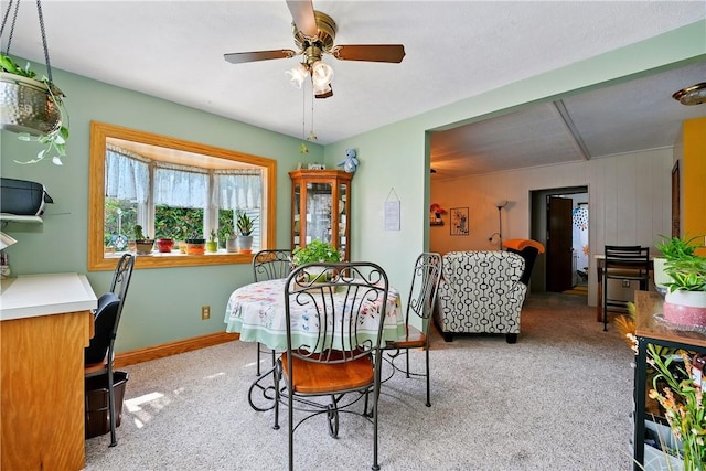 1029 N Water Ave, Hermitage, PA 16148 - carpeted dining room featuring a ceiling fan and baseboards