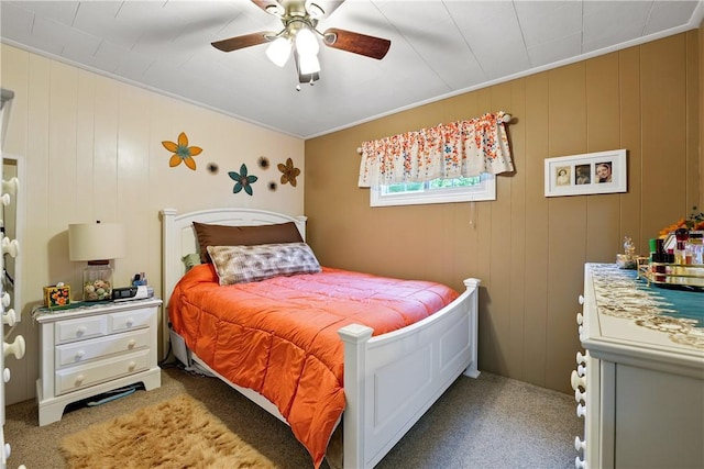 1029 N Water Ave, Hermitage, PA 16148 - bedroom with light carpet, ornamental molding, and ceiling fan