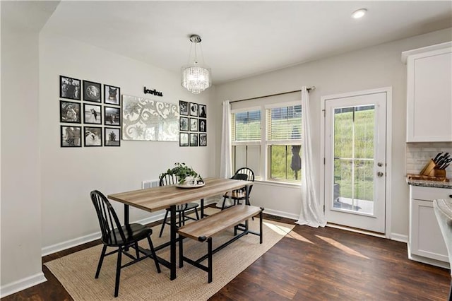 4002 Saint Andrews Ct, Penn Twp Wml, PA 15644 - dining space featuring dark wood finished floors, a chandelier, and recessed lighting
