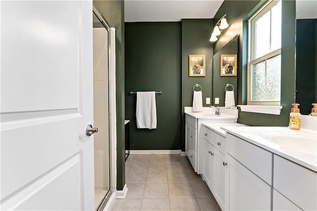 4002 Saint Andrews Ct, Penn Twp Wml, PA 15644 - full bath with vanity, tile patterned floors, and a shower with door