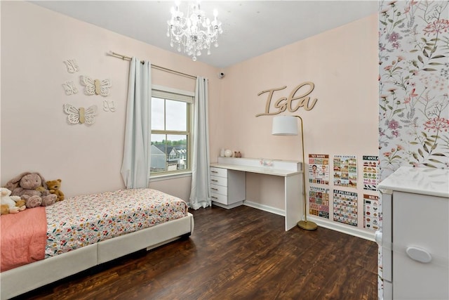 4002 Saint Andrews Ct, Penn Twp Wml, PA 15644 - bedroom with dark wood-type flooring and a chandelier