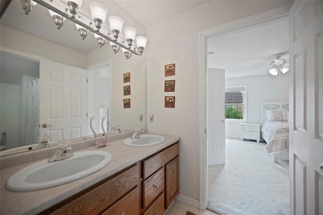 7052 Bennington Woods Dr, Mccandless, PA 15237 - ensuite bathroom with double vanity and ceiling fan