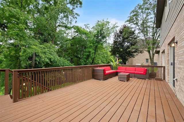 7052 Bennington Woods Dr, Mccandless, PA 15237 - wooden deck with an outdoor living space and view of scattered trees