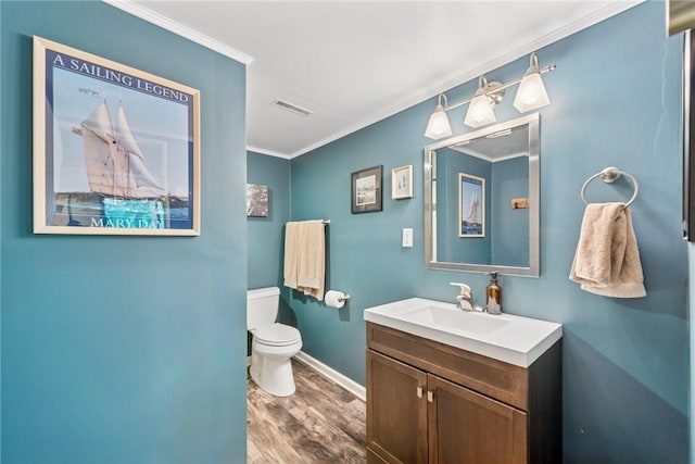 4047 Crestwood Dr, West Deer, PA 15044 - bathroom with vanity, wood finished floors, and crown molding