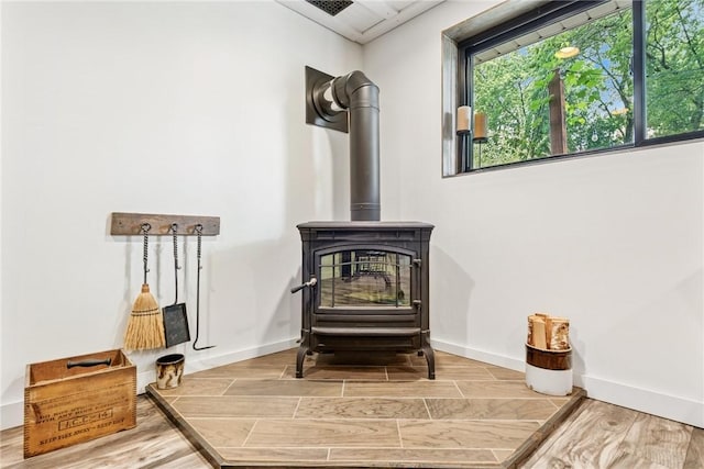 4047 Crestwood Dr, West Deer, PA 15044 - detailed view of a wood stove and wood finished floors