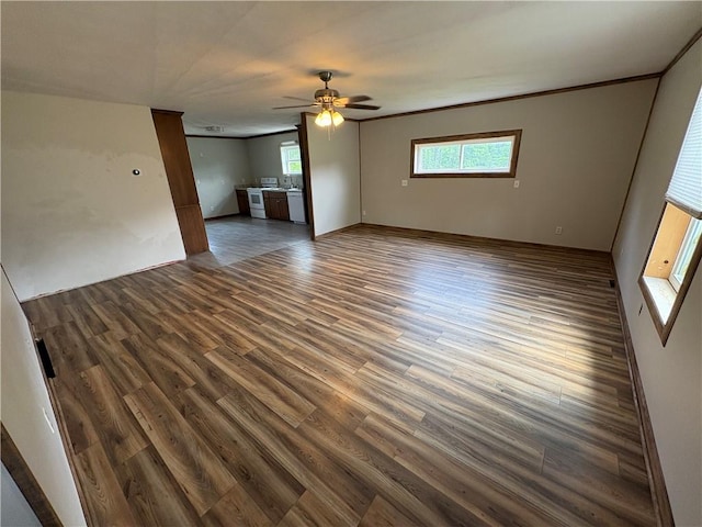 114 Cardinal Rd, Canoe/Banks Twps, PA 15742 - unfurnished room featuring dark wood-type flooring, a ceiling fan, and ornamental molding