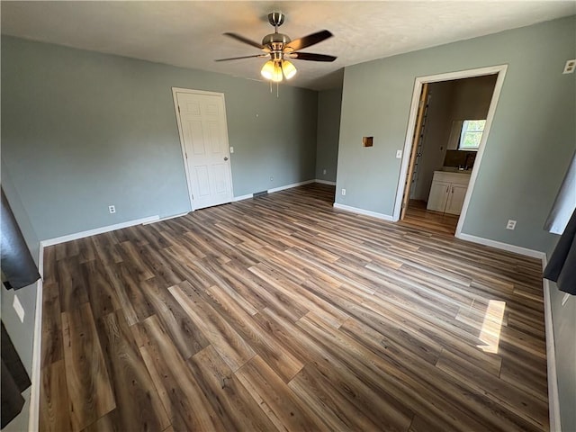 114 Cardinal Rd, Canoe/Banks Twps, PA 15742 - unfurnished bedroom with dark wood-style flooring, ensuite bath, and a ceiling fan